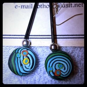 Handmade Polymer Clay Blue & Black earrings